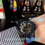 Top Graded Copy Roger Dubuis Black Bezel Blue Rubber Strap Watch